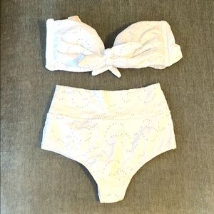 Brand New High Waisted Swim Suit - White